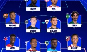 欧冠本轮周最佳阵容：凯恩、小图拉姆和拉什福德领衔，范迪克入选